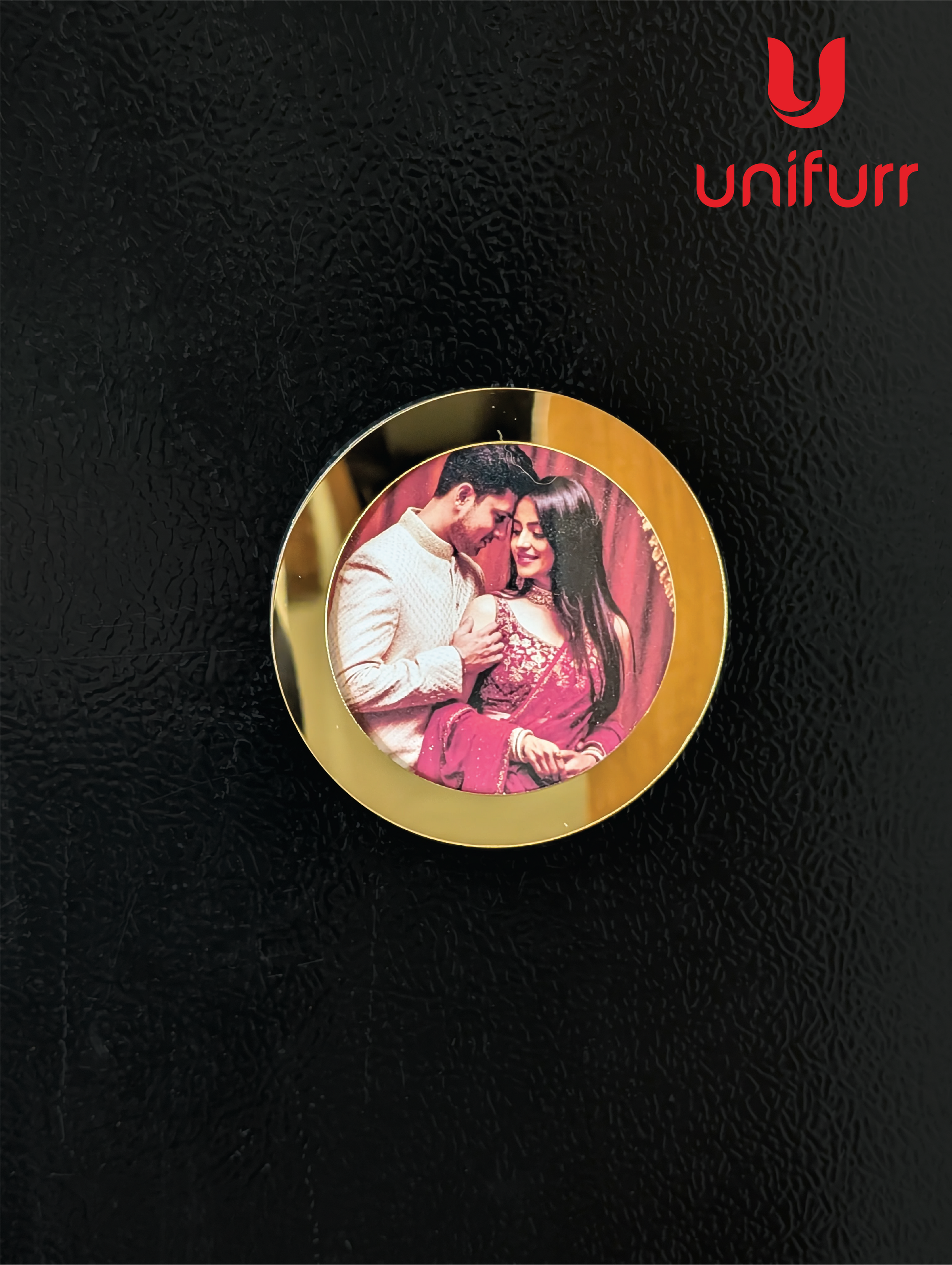 Golden Round Magnetic Acrylic Photo Frame