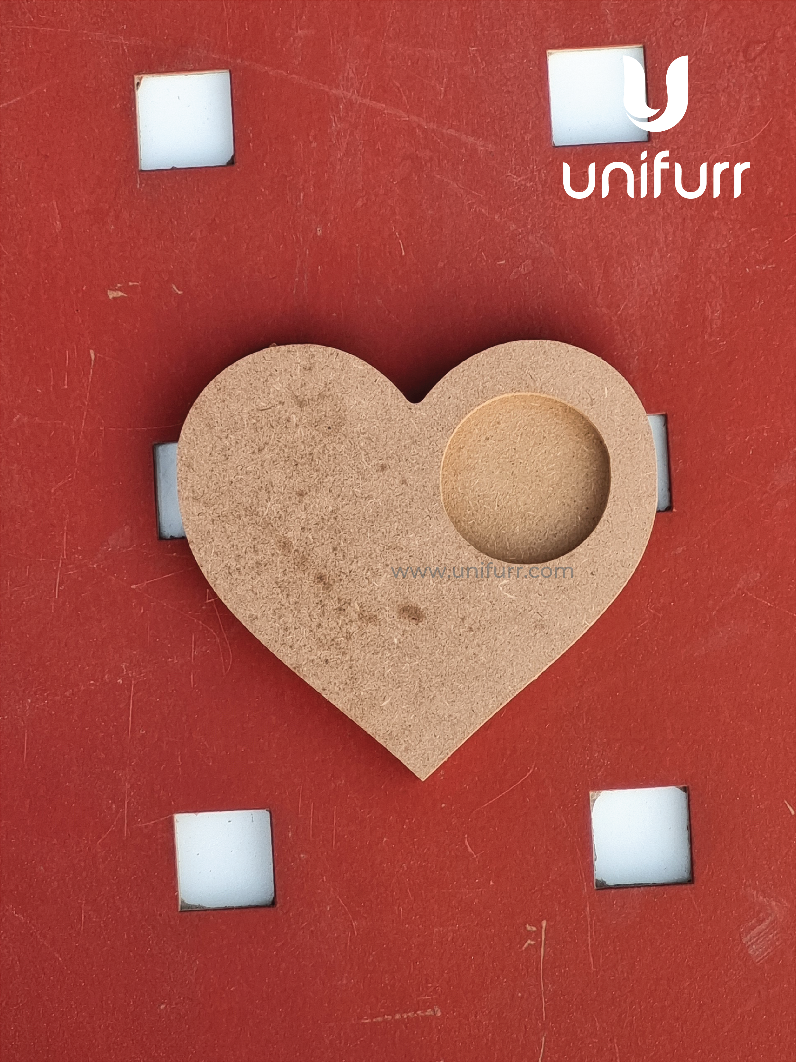 Heart- 12mm Mdf Tea Light Holder