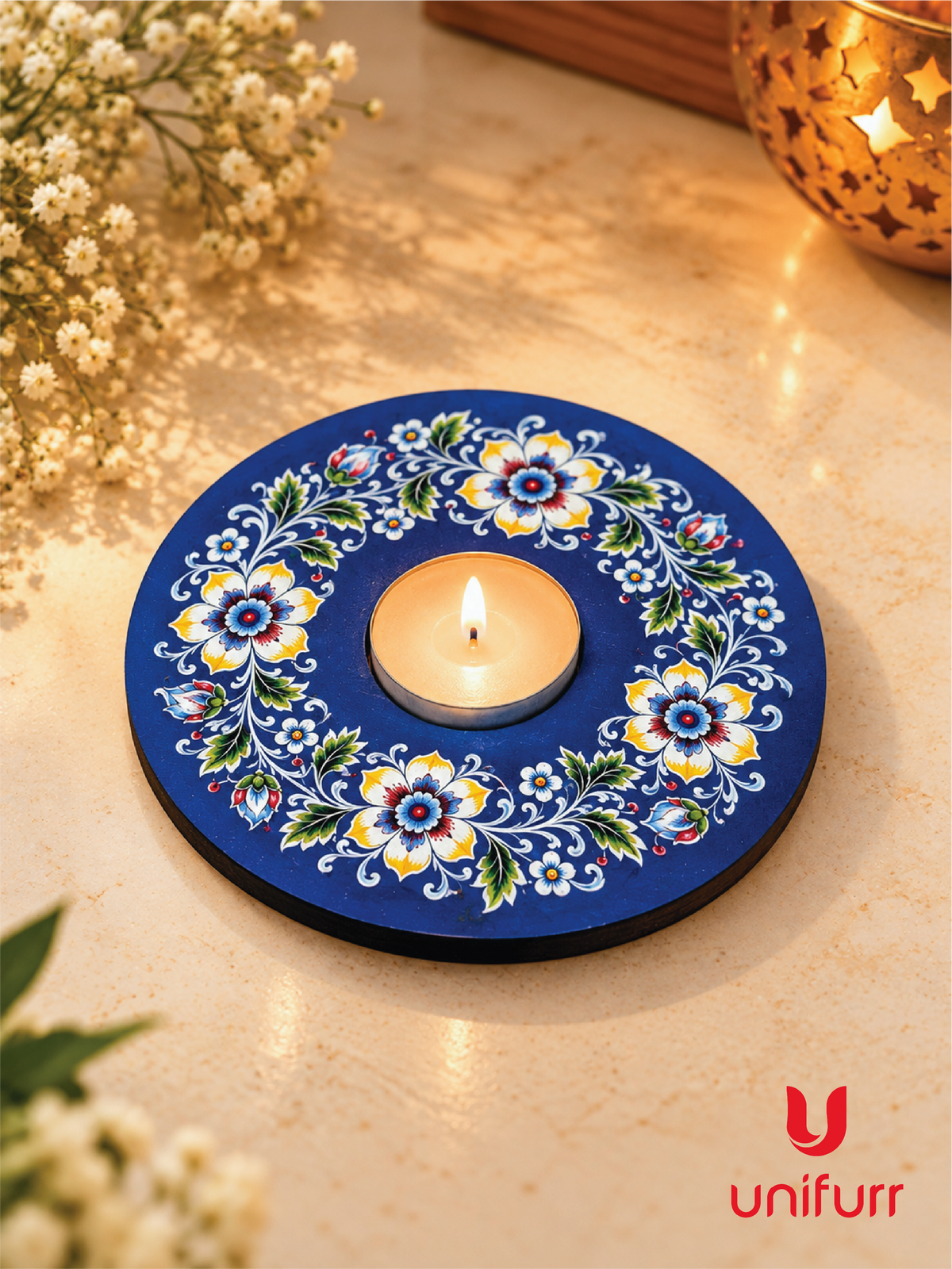 Indigo Garden UV-Printed Tealight Holder, Bulk Packs
