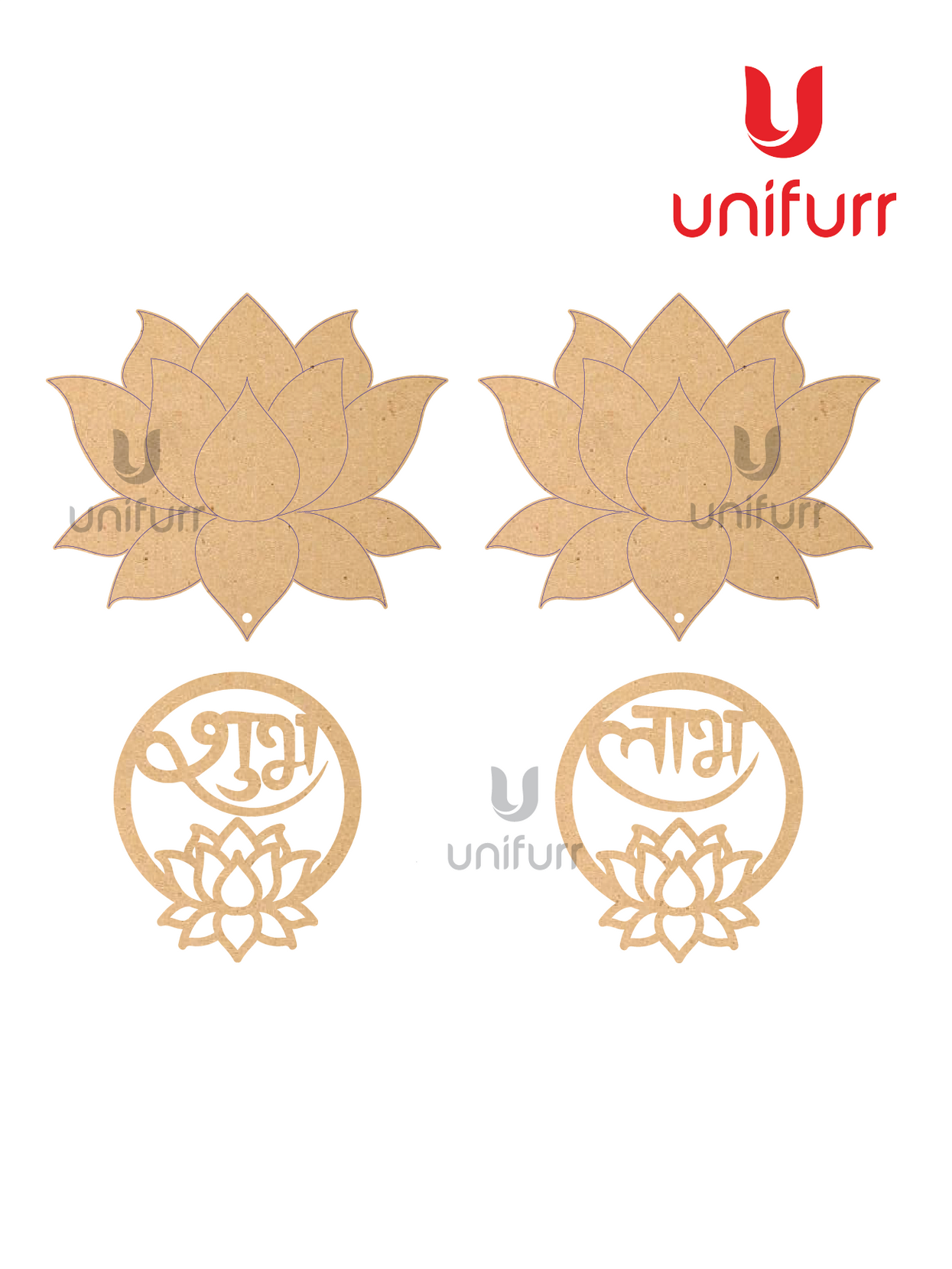 Lotus Subh Labh MDF Cutout