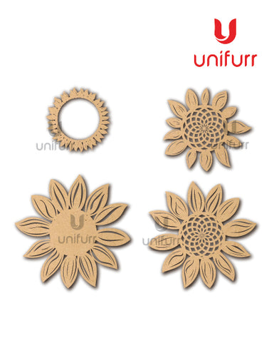 Multilayer Sunflower Mandala MDF Cutout 4mm