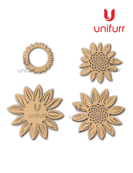 Multilayer Sunflower Mandala MDF Cutout 4mm