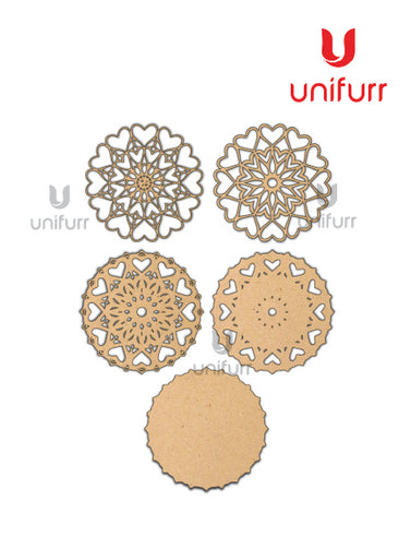 Multilayer Heart Mandala Art MDF Cutout