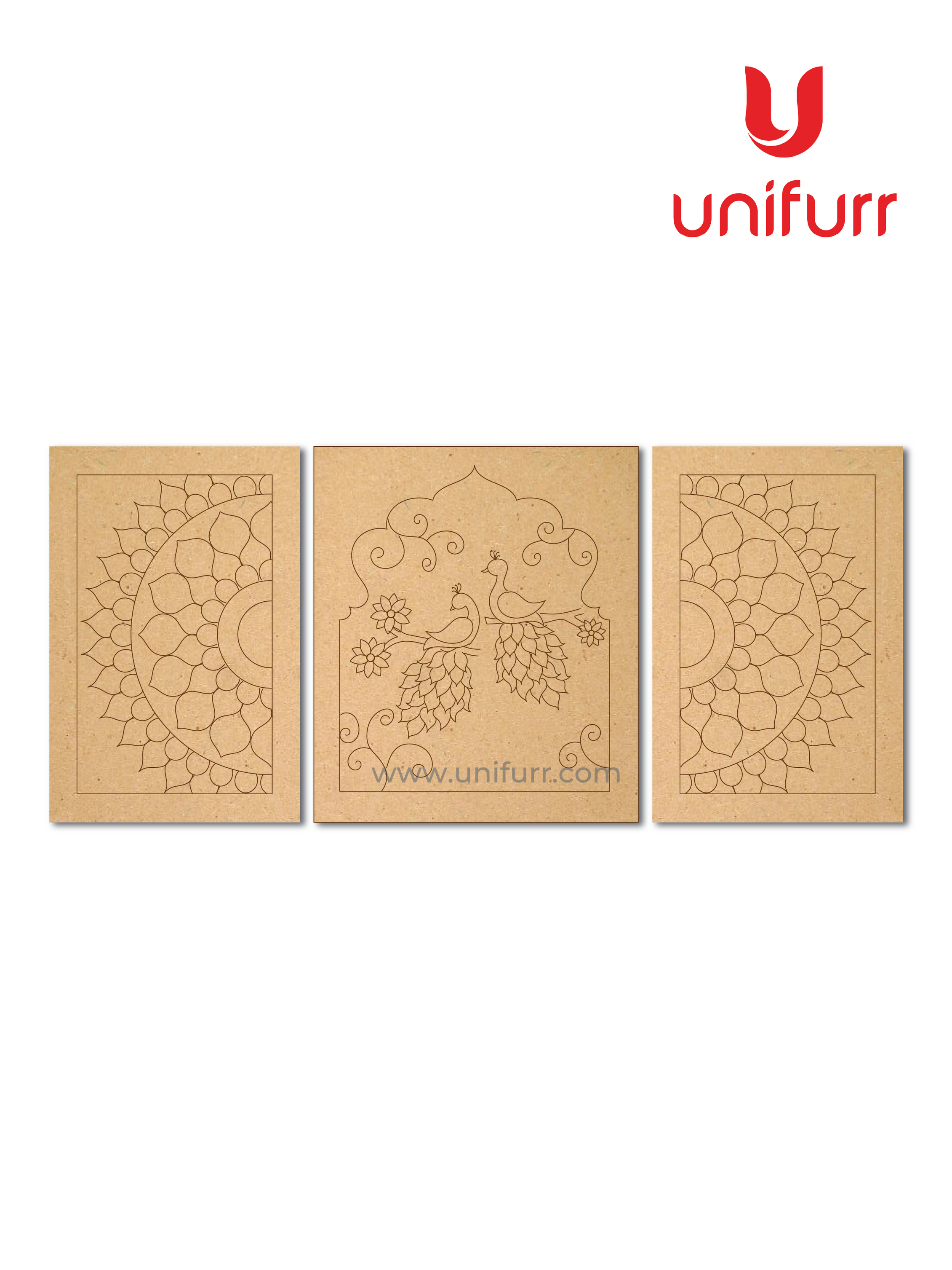 Peacock Wall Art D3 - Lipan Pre-marked MDF