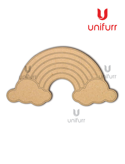 Rainbow with Clouds - Pre-marked MDF Cutout